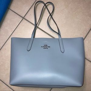 COACH baby blue leather tote bag!